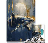 Jigsaw Puzzles for Adults 1000 Piece Golden Whale,Family Game Stress Reliever Difficult Challenge Enhance Love between Couples 75x50cm