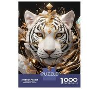 Jigsaw Puzzles for Adults 1000 Piece Golden White Tiger Portrait Jigsaw Hands-on Game Birthday Present Unique Birthday And Xmas Gifts 52x38cm/1000pcs