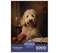 Jigsaw Puzzles for Adults 1000 Piece Goldendoodle Wine Teenager Puzzles Hands-on Game Home Decoration Christmas Birthday Gifts 70x50cm/1000pcs