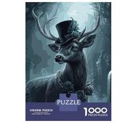 Jigsaw Puzzles for Adults 1000 Piece Gothic Deer with Top Hat Puzzle for Adults Brain Teaser Game Enhance Memory Fun at Home Activities, 70x50cm/1000pcs