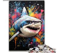Jigsaw Puzzles for Adults, 1000 Piece Graffiti Painting Shark Puzzles 1000 Pieces for Adults Artwork Decor Intelligence Toy for Family Indoor Games (Size 50x75 cm)