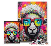Jigsaw Puzzles for Adults 1000 Piece Graffiti Painting Sheep Difficult Puzzles for Adults 26x38 cm Fun at Home Activities, Birthday Present, Travel Gifts
