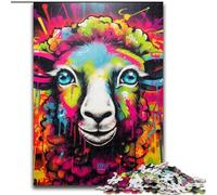 Jigsaw Puzzles for Adults 1000 Piece Graffiti Painting Sheep Impossible Jigsaw Puzzles for Adults size50x75cm Family Fun Activity, Brain Challenge, for Teenager
