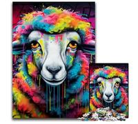 Jigsaw Puzzles for Adults 1000 Piece Graffiti Painting Sheep Jigsaw Puzzles for Teenagers & Family Fun - DIY Brain Teaser Game Gift 50x75CM/19.68x29.52inch