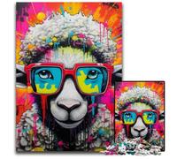 Jigsaw Puzzles for Adults 1000 Piece Graffiti Painting Sheep Jigsaw Puzzles Interactive Family Game, Brain Challenge, Educational Toy 50x75CM/19.68x29.52inch