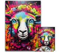 Jigsaw Puzzles for Adults 1000 Piece Graffiti Painting Sheep Puzzles for Adults Family Activity, DIY Home Decor, 50x75CM/19.68x29.52inch