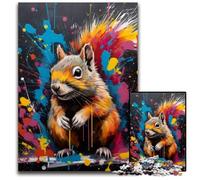 Jigsaw Puzzles for Adults, 1000 Piece Graffiti Painting Squirrel Puzzles for Adults Colorful Home Decor & Interactive Family Game, 26X38CM/10.23x14.96inch