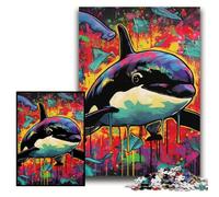Jigsaw Puzzles for Adults 1000 Piece Graffiti Painting Whale Puzzles for Adults 26x38 cm Brain Challenge, for Teenagers & Home Decor