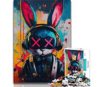 Jigsaw Puzzles for Adults 1000 Piece Graffiti Rabbit Puzzles for Teenagers,with Matching Poster And Trivia Sheet for Ages 14+ (size 75x50cm)