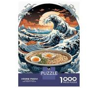 Jigsaw Puzzles for Adults 1000 Piece Grate Ramen Wave Tsunami Puzzles for Adults Relax Games Pattern Assembly Christmas Birthday Gifts 38x26cm/1000pcs