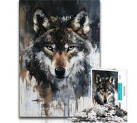 Jigsaw Puzzles for Adults 1000 Piece Gray Wolf 1000 Pieces for Teenagers,Educational Toy Funny Family Games Unique Home Decor 26x38cm