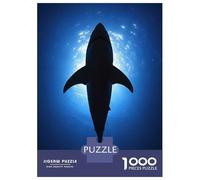 Jigsaw Puzzles for Adults 1000 Piece Great White Shark Silhouette Jigsaw for Adults Family Games But Fun And Humorous Christmas Birthday Gifts 52x38cm/1000pcs