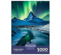 Jigsaw Puzzles for Adults 1000 Piece Green Aurora Borealis Puzzles for Adults Relax Games Pattern Assembly Christmas Birthday Gifts 38x26cm/1000pcs