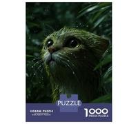 Jigsaw Puzzles for Adults 1000 Piece Green Cat in The Rain Puzzles for Adults Relaxing Games A Work of Art Fun Activities at Home 70x50cm/1000pcs