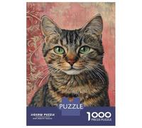 Jigsaw Puzzles for Adults 1000 Piece Green-Eyed Tabby Portrait Puzzle for Adults Brain Teaser Game Enhance Memory Fun at Home Activities, 52x38cm/1000pcs