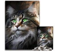 Jigsaw Puzzles for Adults, 1000 Piece Green Eyes Maine Coon Puzzles for Adults Brain Teaser & Home Decor, Perfect 50x75CM/19.68x29.52inch