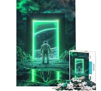 Jigsaw Puzzles for Adults 1000 Piece Green Space Neon Portal Fun at Home Activities, Improve Memory Home Decoration Toys for Age 14+ Game (38x52cm)