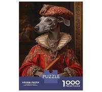 Jigsaw Puzzles for Adults 1000 Piece Greyhound Noble Scholar Renaissance Dog Portrait Puzzles for Adults Hands-on Game Stress Reliever Stress Reduction Gifts 52x38cm/1000pcs