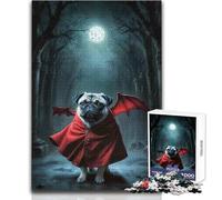 Jigsaw Puzzles for Adults 1000 Piece Grumpy Pug Vampire Unique Challenge Game Home Art Decor Gift For Birthdays Size 38x52cm