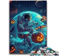Jigsaw Puzzles for Adults 1000 Piece Halloween Astronaut Jigsaw,Challenging Game Gifts for Is Ideal As A Gift for The Whole Family (38x26cm)