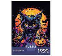 Jigsaw Puzzles for Adults 1000 Piece Halloween Cat with Pumpkins And Bats Jigsaws for Adults Anti-Stress Toys Birthday Present Unique Birthday And Gifts 70x50cm/1000pcs