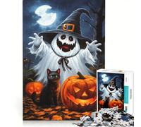 Jigsaw Puzzles for Adults 1000 Piece Halloween Ghost with Jack-o'-Lantern, Fun Games, Hand Speed Race, Artists Collection, Fine Art 50X75CM