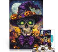 Jigsaw Puzzles for Adults 1000 Piece Halloween magic skull Made of cardboard Suitable for ages 14 and up Antistress Vacation at home Killing time Family Fun Gift。size:26x38cm/10.24x14.96inch