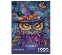 Jigsaw Puzzles for Adults 1000 Piece Halloween Owl Magic Puzzle for Adults Relaxing Games Hand Speed Race Fun Activities at Home 52x38cm/1000pcs