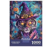 Jigsaw Puzzles for Adults 1000 Piece Halloween Tiger Magic -1 Puzzle for Adults Relaxing Games Hand Speed Race Fun Activities at Home 70x50cm/1000pcs