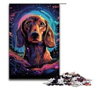 Jigsaw Puzzles for Adults 1000 Piece Handsome Dog with Hanging Ears Under The Night Sky Wooden Puzzle Learning Educational Toys Family Games 75x50cm