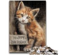 Jigsaw Puzzles for Adults 1000 Piece Happy Birthday Cat 1000 Pieces for Teenagers,Educational Games Home Decoration Unique Home Decor And Gifts (50x75cm)