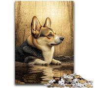 Jigsaw Puzzles for Adults 1000 Piece Happy Corgi Artistic Wall Decor & Birthday Gift Idea for Friends, Home Office 50x75cm