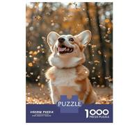 Jigsaw Puzzles for Adults 1000 Piece Happy Corgi in Autumn Leaves Jigsaw Puzzle Brain Teaser Game Stress Reliever Unique Birthday And Xmas Gifts 70x50cm/1000pcs