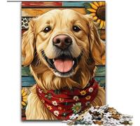 Jigsaw Puzzles for Adults 1000 Piece Happy Golden Retriever Jigsaw Puzzles for Adults 1000 for Teenagers Family Educational Games Home Decoration Gift (Size 26x38cm)