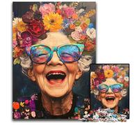 Jigsaw Puzzles for Adults 1000 Piece Happy Grandma Wooden Puzzles DIY Decoration, Brain Challenge, for Adult, Family, 50X75CM