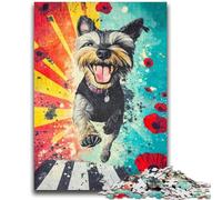 Jigsaw Puzzles for Adults 1000 Piece Happy Yorkshire Terrier Help The Brain Exercise Addictive Toys to Cultivate Patience Parent-child Interaction 50x75cm