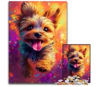 Jigsaw Puzzles for Adults 1000 Piece Happy Yorkshire Terrier Wooden Jigsaw Puzzles Learning Educational Toys,is Ideal As Gifts for The Whole Family for Ages 14+ 50X75CM