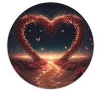 Jigsaw Puzzles for Adults 1000 Piece Heart on The Beach Round Puzzles 1000 Pieces for Adults Brain Challenge Gift, Educational Activity for Teenagers 1000pcs (67.5x67.5cm)