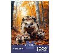 Jigsaw Puzzles for Adults 1000 Piece Hedgehog Family in Autumn Forest Puzzle for Adults Brain Teaser Game Difficult Hard Deal As Gifts for The Whole Family 38x26cm/1000pcs