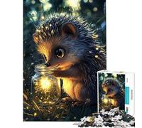 Jigsaw Puzzles for Adults 1000 Piece Hedgehog with Firefly Jar Fun at Home Activities, Improve Memory Home Decoration Toys for Age 14+ Game (38x26cm)