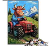 Jigsaw Puzzles for Adults, 1000 Piece Highland Cattle Driving A Tractor Jigsaw Puzzles for Adults 1000 Piece Home Wall Decor & Family Game Gift 50X75CM