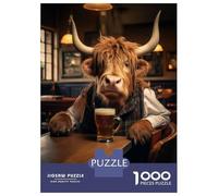 Jigsaw Puzzles for Adults 1000 Piece Highland Cow in The Tavern Jigsaw Hands-on Game Birthday Present Unique Birthday And Xmas Gifts 52x38cm/1000pcs