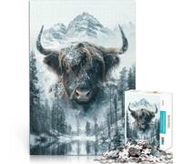 Jigsaw Puzzles for Adults 1000 Piece Highland Cow Snow Mountain Challenging Difficult 26x38cm Great gifts and toys for 14+