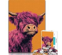 Jigsaw Puzzles for Adults 1000 Piece Highland Cow,Stress Reliever Staycation Kill Time with Matching Poster And Trivia Sheet (75x50cm)