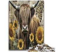 Jigsaw Puzzles for Adults 1000 Piece Highland Cows And Sunflowers Jigsaw,Challenging Game Gifts for Is Ideal As A Gift for The Whole Family (50x75cm)