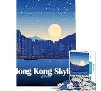 Jigsaw Puzzles for Adults 1000 Piece Hong Kong Skyline at Night Family Games Brain Intelligence Challenge Addictive Toys Great Gifts A Work of Art (Size 75x50cm)