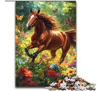 Jigsaw Puzzles for Adults 1000 Piece Horse Among Flowers, for Ages 14 And over Each Piece Is Unique - Fun And Challenging Game for The Whole Family Good Gift (Size 50x75cm)