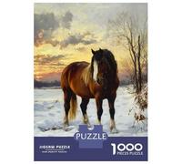 Jigsaw Puzzles for Adults 1000 Piece Horse in Winter Landscape Puzzles for Adults Relaxing Games A Work of Art Fun Activities at Home 38x26cm/1000pcs