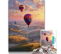 Jigsaw Puzzles for Adults 1000 Piece Hot Air Balloon Puzzles,Staycation Kill Time with Matching Poster And Trivia Sheet 75x50cm