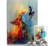 Jigsaw Puzzles for Adults 1000 Piece Howling Wolf,Help The Brain Exercise Addictive Toys to Cultivate Patience Perfect Decoration 38x26cm